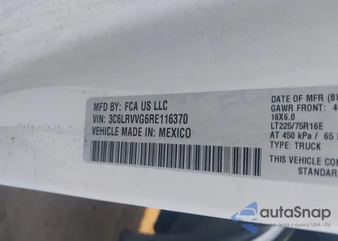 2024 Ram Promaster 2500 Tradesman Low Roof 136 Wb W/Pass Seat from USA, damaged, VIN 3C6LRVVG6RE116370